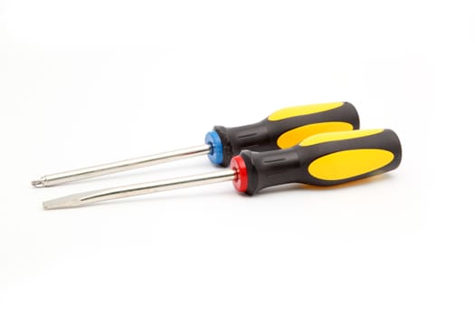 Two screwdrivers isolated on white background