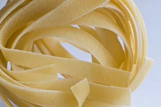 tagliatelle isolated closeup with white background