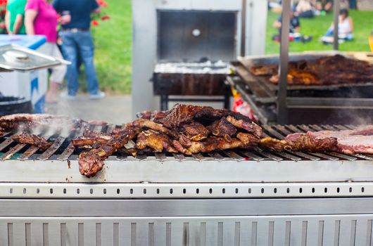 View of delicious grilled meat in the outdoor