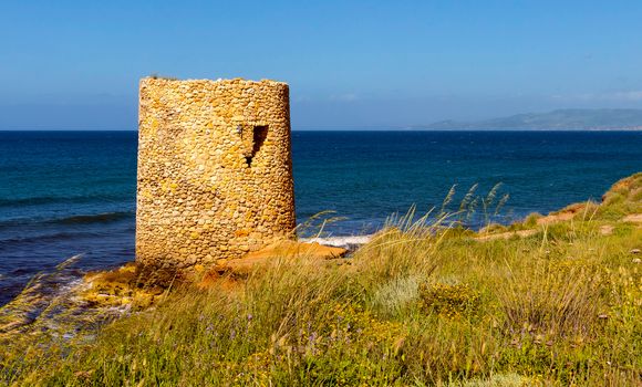 Small tower on the coast of Sardinia in autumn