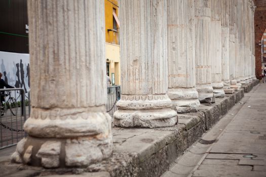 Close up of roman columns of San Lorenzo in Milan