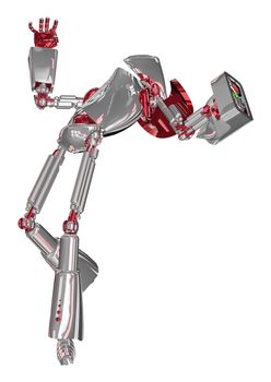 3D digital render of a droid being hit isolated on white background