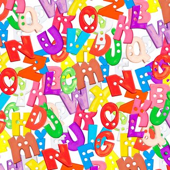 Alphabet baby plastic letters set on a white background