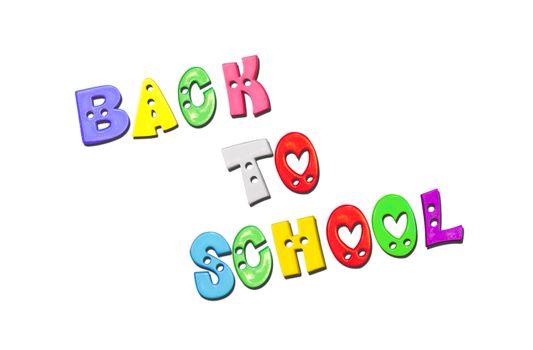 colorful letters with back to school isolated on white background