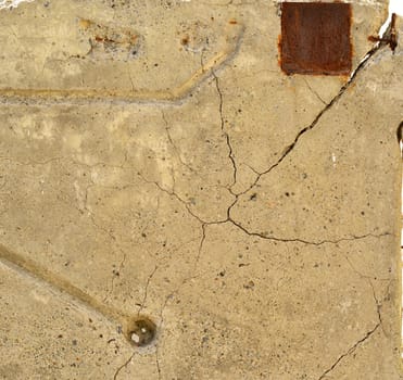 The old, cracked concrete surface. Close up