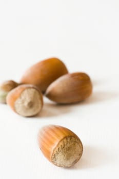 group of nuts closeup on white background