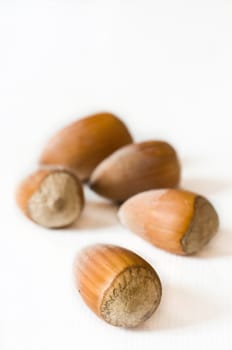 group of nuts closeup on white background