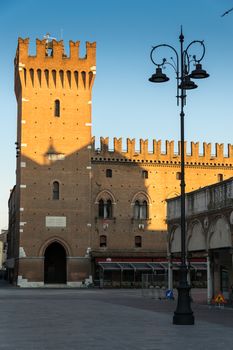 Tower of the city hall of Ferrara Italy