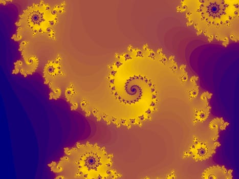 Digital computer graphic - rendering. Patterned fractal spiral for design.