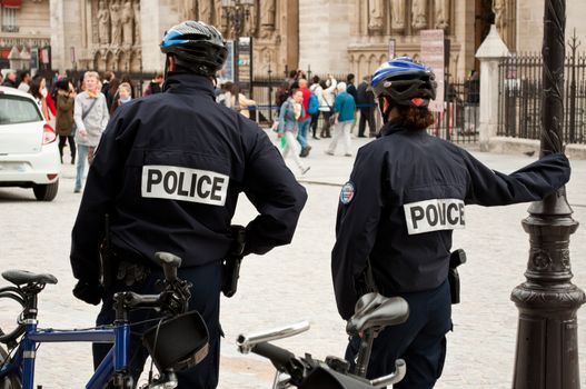 french policemen in bike in Paris