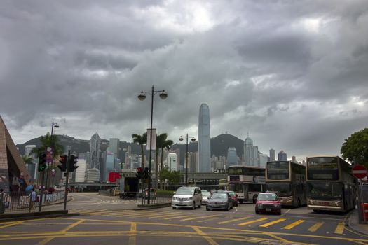 Bus Terminal 
Hong Kong Island in the Typhoon Rammasun  EDITORIAL China, Hong Kong 18.07.2014 