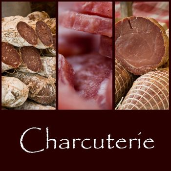 Sausage at a French Market closeup collage