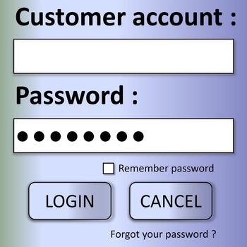 Customer login form with password and buttons