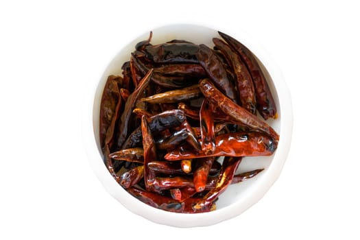 Dried Chili, Food ingredient on white background, isolated