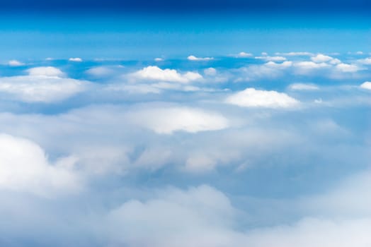 Above the sky, view from airplane, Horizontal Shot