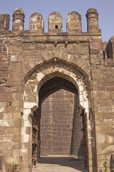 Fortified entrance to Daulatabad Fortress, India. 14th Century AD