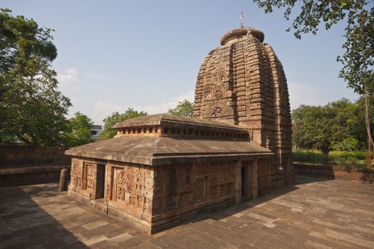 Ancient Hindu Temple (Parasuramesvara Temple). Ornately carved building. Bhubaneswar, Orissa, India. 7th Century AD