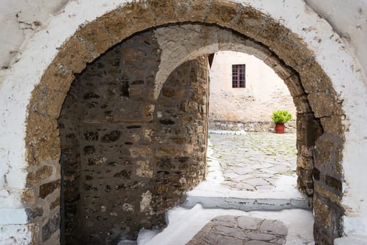 Entry of Saint George monastery at Feneos, Greece