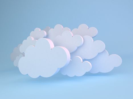 3D render of abstract background of white clouds over blue.