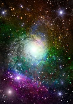 Stars and spiral galaxy in a free space