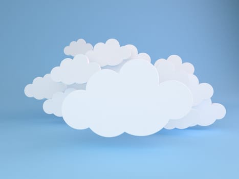 3D render of abstract background of white clouds over blue.