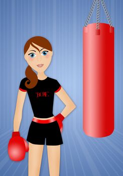 Woman doing boxe in the gym