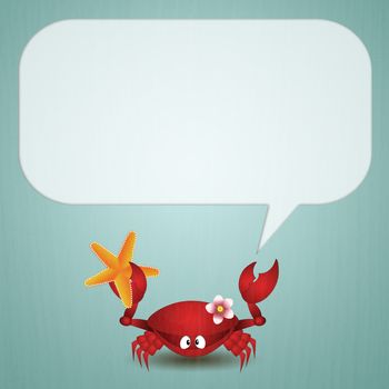 illustration of Funny crab with starfish