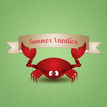 illustration of Funny crab on summer vacation