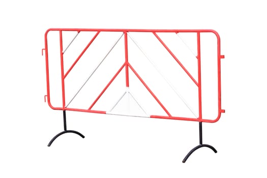 Red and white steel barrier isolated on white, with clipping path