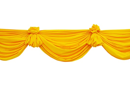 Yellow fabric ribbon for ceremony isolated on white.