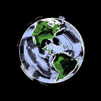 Earth Sketch 003. A sketchy drawing of the Planet Earth.