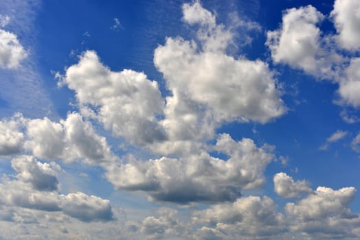 Blue sky and clouds. The bottom view