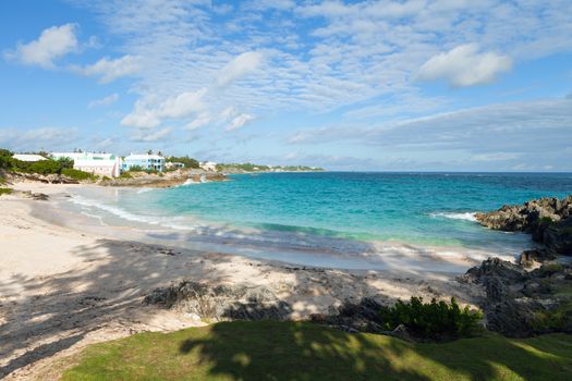 View of John Smiths Bay Beach located on the island of Bermuda.  