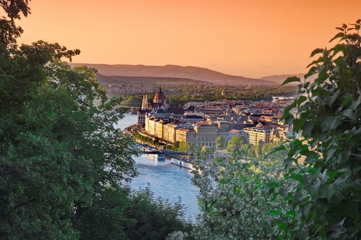 Budapest scene at dusk