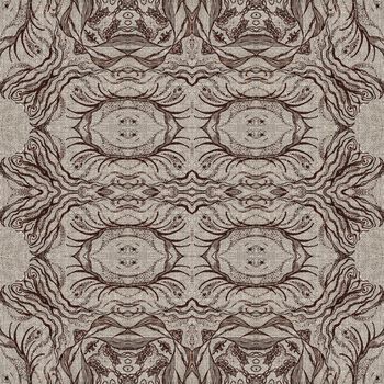 Seamless artistic background, abstract graphic pattern on vintage linen canvas