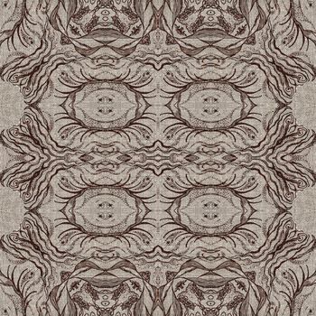 Seamless artistic background, abstract graphic pattern on vintage linen canvas