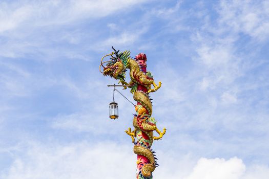 Chinese dragon on blue sky with cloud