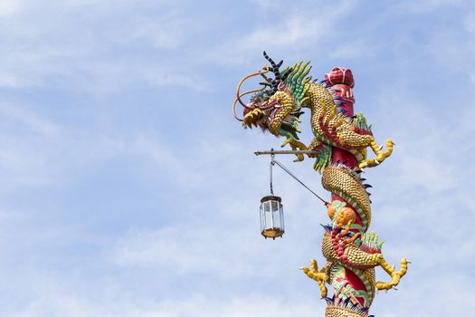 Chinese dragon on blue sky with cloud