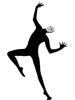 performer man mime with mask dancing dancer on studio isolated on white background