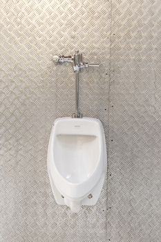 Man toilet with metal wall