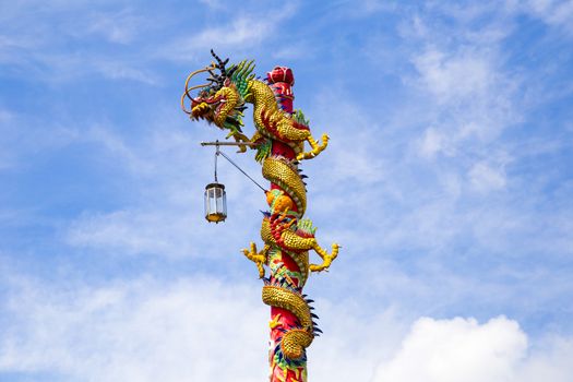 Chinese dragon on blue sky with cloud