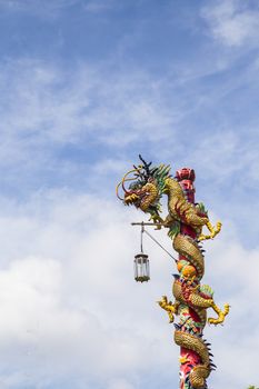 Chinese dragon on blue sky with cloud