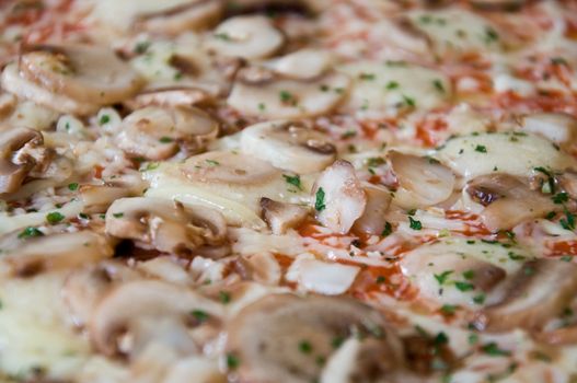 pizza with cheese and mushrooms