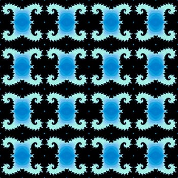 Digital computer graphic - seamless decorative ornament in a black - blue colors for design.