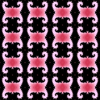 Digital computer graphic - seamless decorative ornament in a black - pink colors for design.