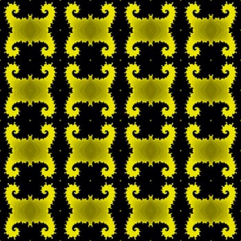 Digital computer graphic - seamless decorative ornament in a black - yellow colors for design.