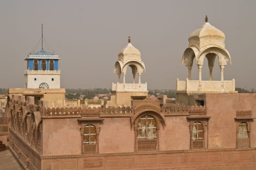 Palace buildings on the roof of Junagarh Fort Bikaner Rajasthan India