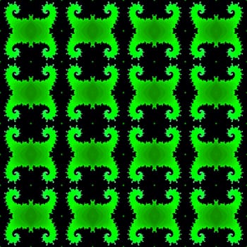 Digital computer graphic - seamless decorative ornament in a black - green colors for design.
