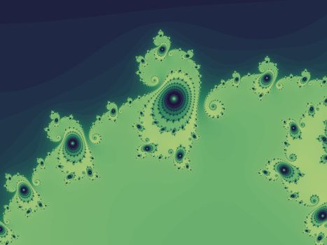 Digital computer graphic - rendering. Patterned fractal background with spiral for design.