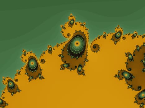 Digital computer graphic - rendering. Patterned fractal background with spiral for design.
